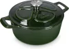 Oala antiaderenta din fonta Navaris pentru plite/cuptoare - 24 cm - 3,5 l - Verde inchis, 48777.01.80