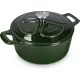 Oala antiaderenta din fonta Navaris pentru plite/cuptoare - 24 cm - 3,5 l - Verde inchis, 48777.01.80