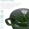 Oala antiaderenta din fonta Navaris pentru plite/cuptoare - 24 cm - 3,5 l - Verde inchis, 48777.01.80