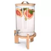 Dozator bauturi Navaris, din sticla borosilicata, 7L, robinet inox si suport din bambus, pentru bauturi calde si reci,Transparent