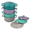 Set 4 Mini Oale din fontă Navaris, 10.5 cm, 290 ml, pentru cuptor și plită, 49079.04.01