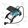 Pompa de picior cu cilindru dublu si manometru Navaris, 101 PSI, 3 adaptoare, 50238.01