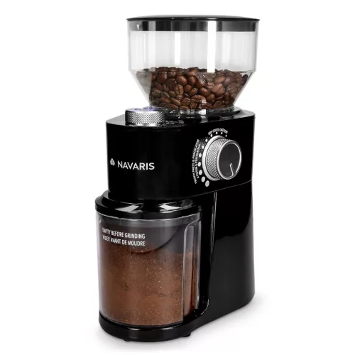 Rasnita electrica cafea Navaris, reglaj macinare, pentru espresso/filtru, negru, plastic