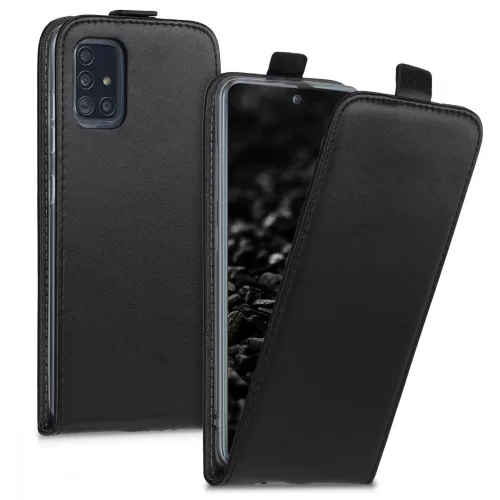 Husa Samsung Galaxy A51, Piele ecologica, Negru, 51202.01