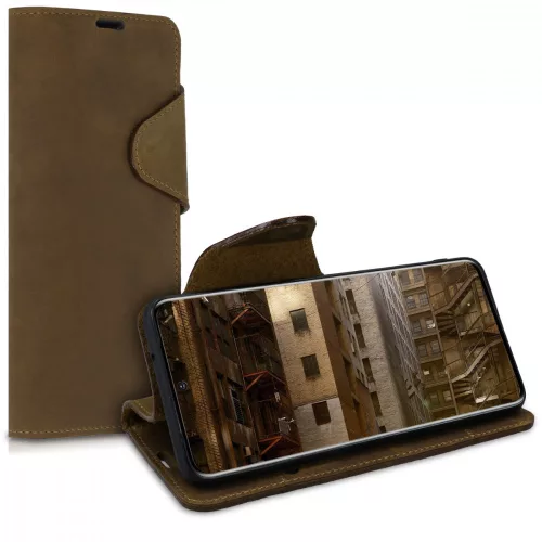 Husa Samsung Galaxy S20, Piele naturala, Maro, 51445.05