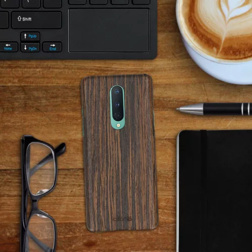 Husa OnePlus 8, Lemn, Maro, 51868.01