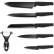 Set 5 cutite de bucatarie Navaris din otel inxoidabil, 1 cutit de curatat din ceramica, Negru, 48366.06.02