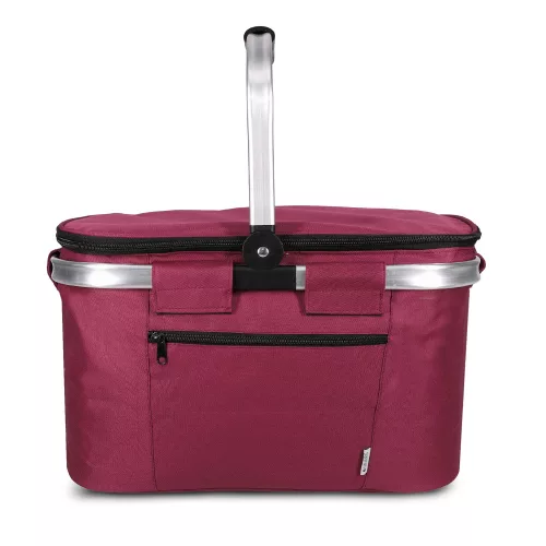 Geanta pliabila de picnic cu maner Navaris, 27 L, Izolata, Bordo, 45859.13