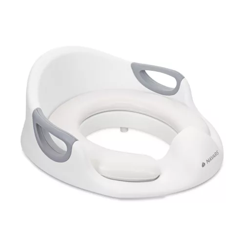 Reductor toaleta copii Navaris, cu capac si manere, 36x32x18 cm, antialunecare, alb, polipropilena/PVC