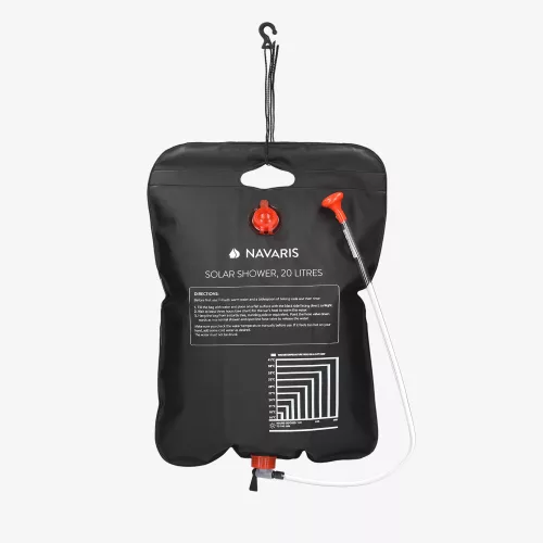 Set 2 x Dus solar de camping Navaris cu furtun si robinet, 20L, Negru, 45686.03.01