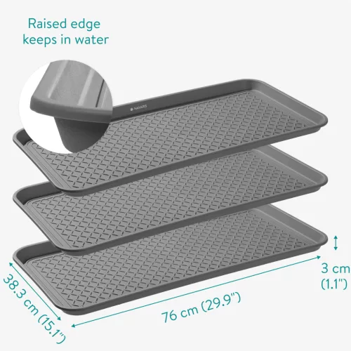Set 3 tavi incaltaminte Navaris, 76x38 cm, colectare apa si noroi, negru, plastic