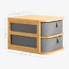 Organizator pentru cosmetice din bambus si material textil Navaris, 2 Sertare, 54184.01