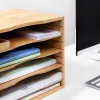 Organizator documente Navaris, 33x24.5x26 cm, rafturi reglabile, birou, maro, bambus