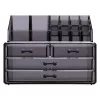 Organizator pentru cosmetice cu sertare Navaris, Negru transparent, 54656.01