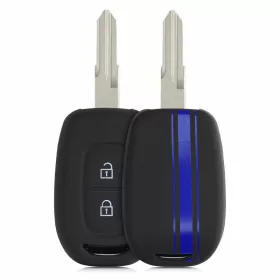   Husa Cheie Auto pentru Dacia / Renault - 2 Butoane - Keyless Go, kwmobile, Silicon, Negru / Albastru, 54813.02