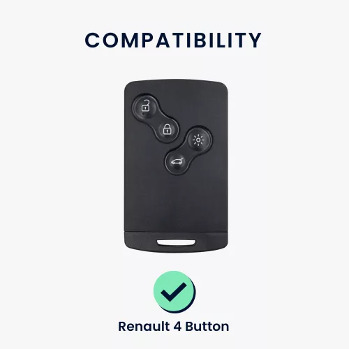 Husa Cheie Auto pentru Renault - 4 Butoane - Keyless Go, kwmobile, Silicon, Negru / Alb, 54808.02