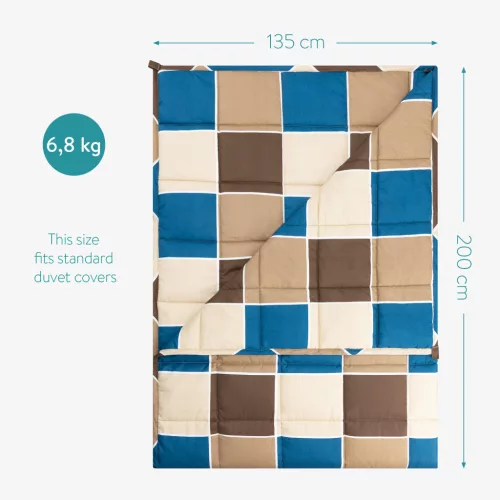 Patura grea Navaris, perle de sticla, 135x200 cm, 6.8 kg, gri, sticla/poliester/bumbac