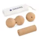 Set 3 accesorii masaj Navaris, rola mini, bila si bila dubla, cu geanta, maro, pluta