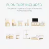 Casa de papusi din lemn Navaris, cu 3 etaje, cu mobilier si accesorii, 5 camere si balcon, 69.5x62x27 cm, 55376.01