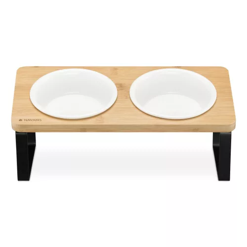 Set 2 Boluri pentru caini si pisici cu suport inclinat Navaris, 330 ml, 55228.2