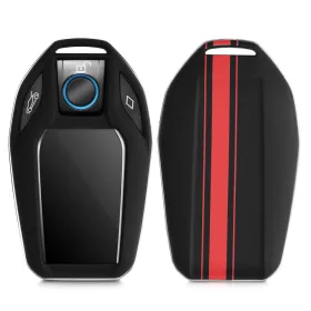   Husa Cheie Auto pentru BMW - Display, kwmobile, Plastic, Negru / Rosu, 49672.02