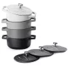 Set 4 Mini Oale din fontă Navaris, 10.5 cm, 290 ml, pentru cuptor si plita, negru/alb, 49079.04.03