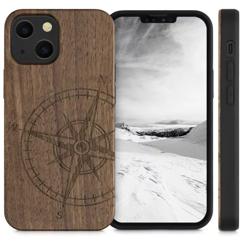 Husa iPhone 13 Mini, Lemn, Maro, 55936.01