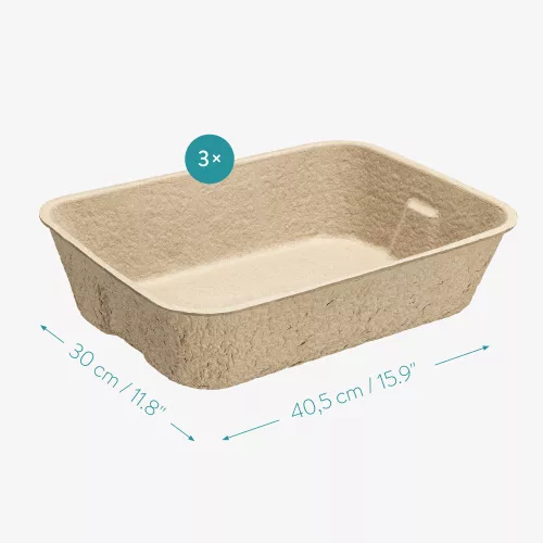 Set 3 litiere Navaris pentru pisici de unica folosinta, carton, 54043.03