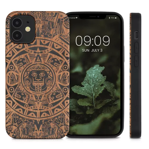 Husa Apple iPhone 12 Mini, Lemn, Maro, 52733.07