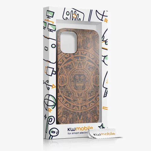 Husa Apple iPhone 12 Mini, Lemn, Maro, 52733.07