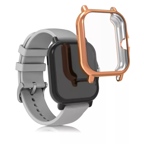 Set 2 Huse pentru Huami Amazfit GTS 3/Amazfit GTS 2/Amazfit GTS 2e, Kwmobile, Negru/Auriu, Silicon, 53906.10