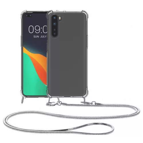 Husa OnePlus Nord, Silicon, Transparent/Argintiu, 57454.35