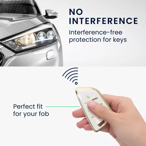 Husa Cheie Auto pentru BMW 3 Butoane - Smart Key, Kwmobile, Alb/Auriu, Silicon, 56001.02