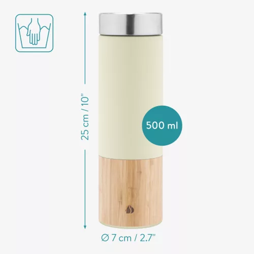 Sticla Ceai Navaris 500ml, din bambus, cu filtru inox, pentru ceai la birou, 54268.2.16