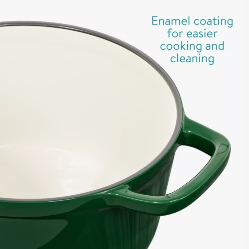 Oala fonta Navaris, 20 cm, emailata, verde, 2.5L, cu capac, pentru cuptor si plita, 58000.01.80