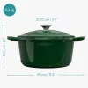 Oala fonta Navaris, 20 cm, emailata, verde, 2.5L, cu capac, pentru cuptor si plita, 58000.01.80