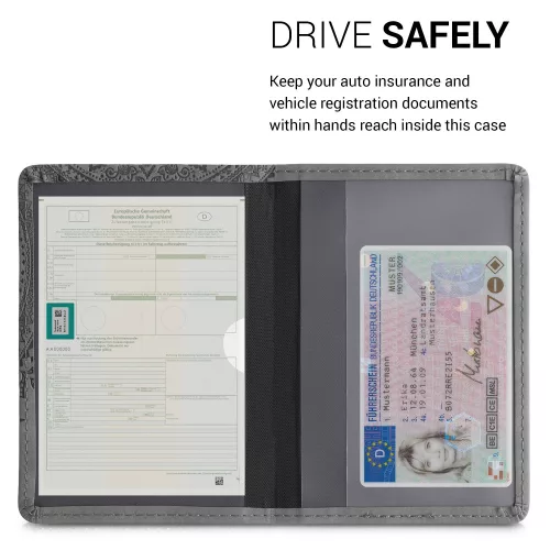 Husa pentru documente auto, Kwmobile, Gri, Piele ecologica, 51695.13