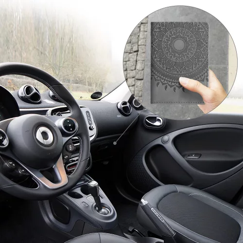 Husa pentru documente auto, Kwmobile, Gri, Piele ecologica, 51695.13