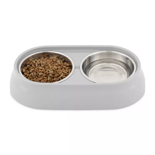 Castron dublu pentru animale Navaris, cu suport antiderapant si boluri, 2x350 ml, 58235.2