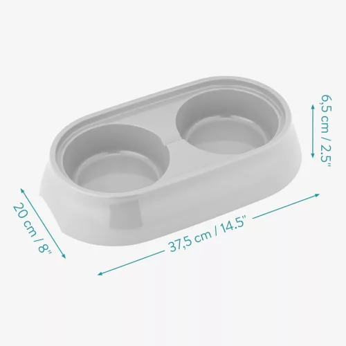 Castron dublu pentru animale Navaris, cu suport antiderapant si boluri, 2x350 ml, 58235.2