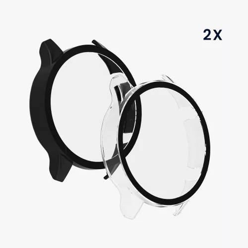 Set 2 Huse pentru Xiaomi Mi Watch/Mi Watch Color Sport, Kwmobile, Negru/Transparent, Plastic, 58467.01