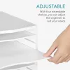 Organizator documente Navaris, 33x24.5x26 cm, rafturi reglabile, birou, alb, MDF/bambus