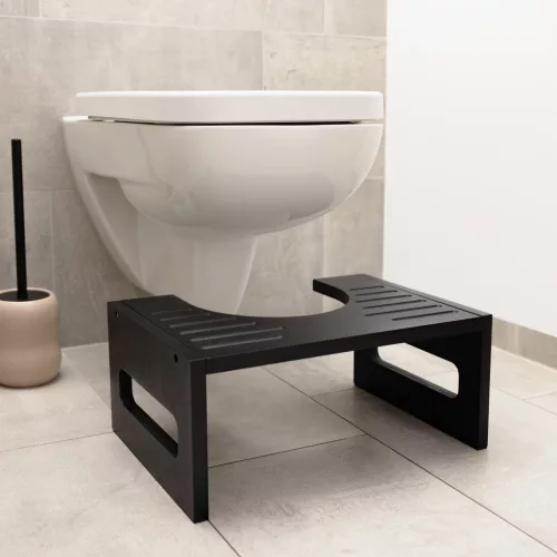 Inaltator pentru toaleta Navaris, pozitie ghemuit, antiderapant, 43.5x28x18.3 cm, negru, bambus