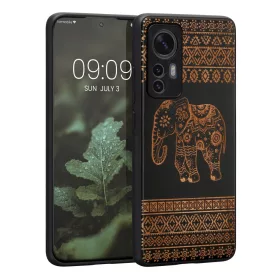 Husa Xiaomi 12/12X, Lemn, Maro/Negru, 56788.05