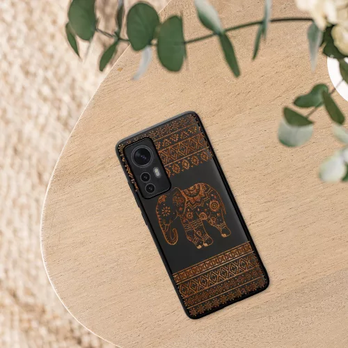 Husa Xiaomi 12/12X, Lemn, Maro/Negru, 56788.05