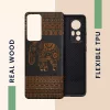 Husa Xiaomi 12/12X, Lemn, Maro/Negru, 56788.05
