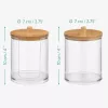 Organizator cosmetice, dischete demachiante si betisoare urechi, transparent, 2 compartimente, plastic/bambus, Navaris, 59140.01