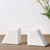 Set 2 capete de raft Navaris, marmura alba, 13x11x6, 5 cm, alb, piatra naturala