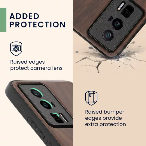 Husa Poco F5 Pro, Maro, Lemn/Silicon, 61662.01