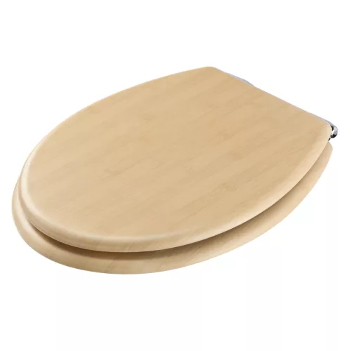Capac toaleta Navaris, inchidere lenta, 42.5x35.8x5.6 cm, compatibil universal, maro, bambus